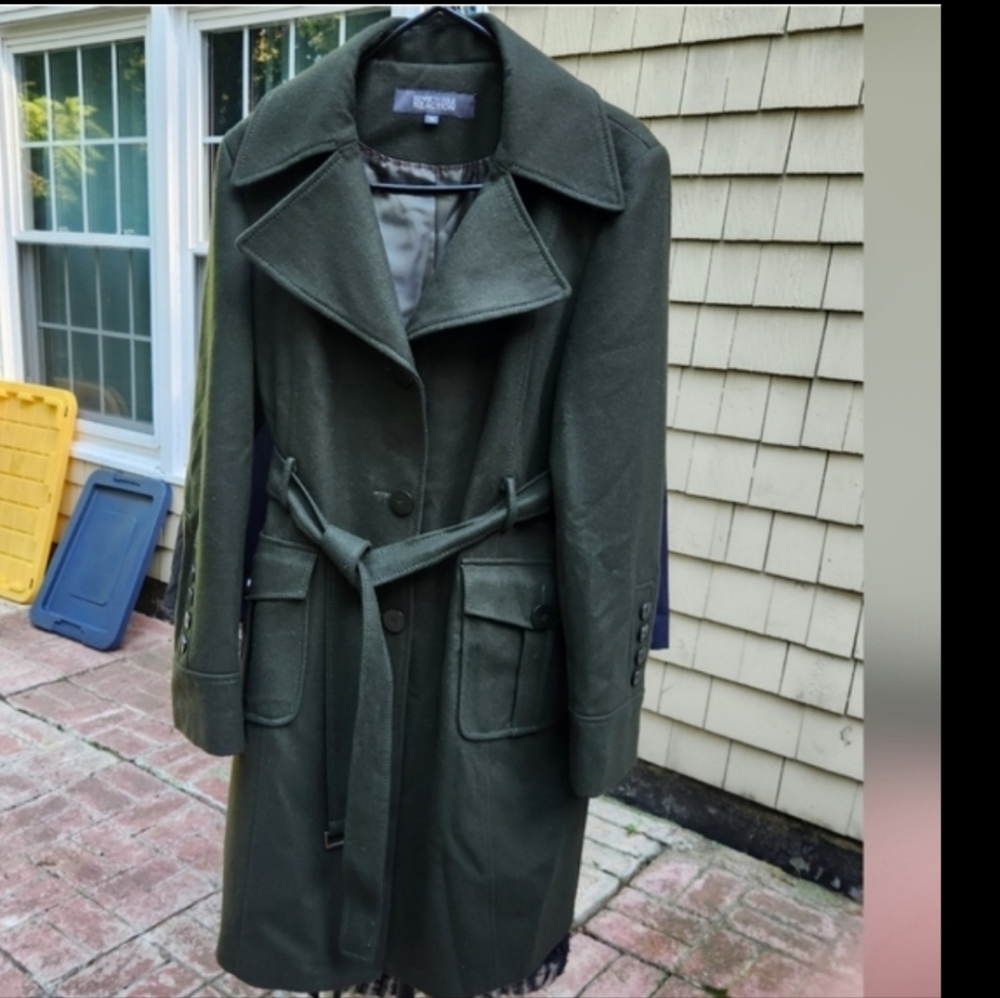Kenneth Cole Reaction Dark Green Coat Sz 16 EUC